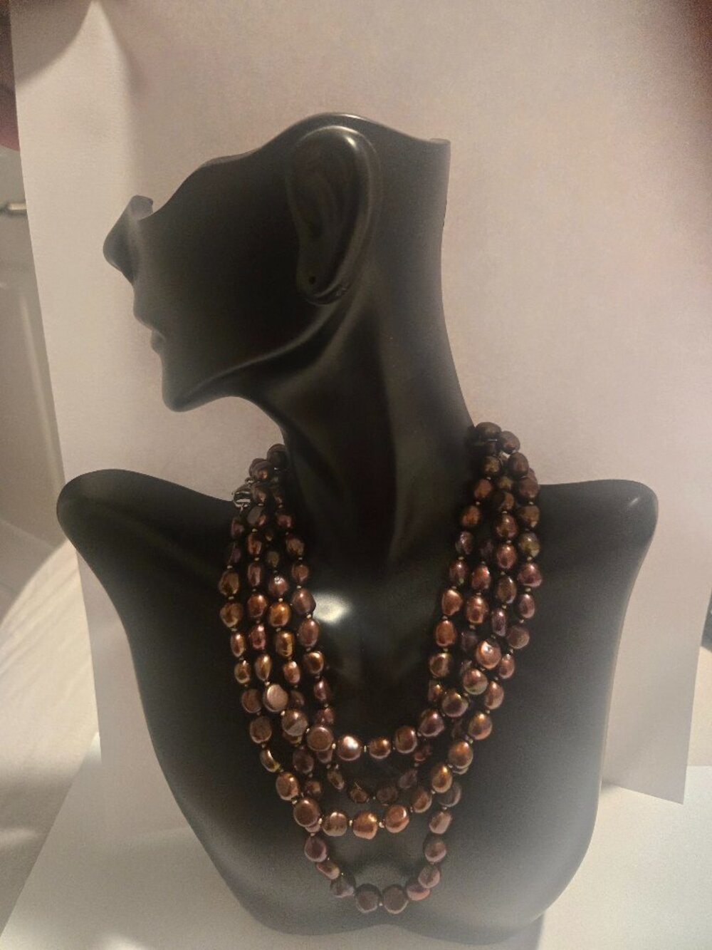 Stunning Honora 54" long Chocolate Brown Pearl Necklace